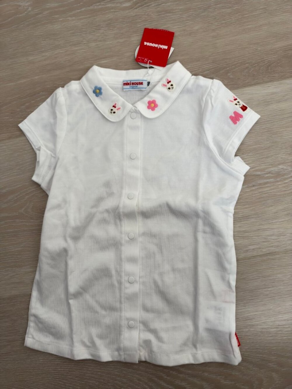 NWT Miki House Usako Blouse Girls 100 (US 3T-4T) White Bunny Made in Japan